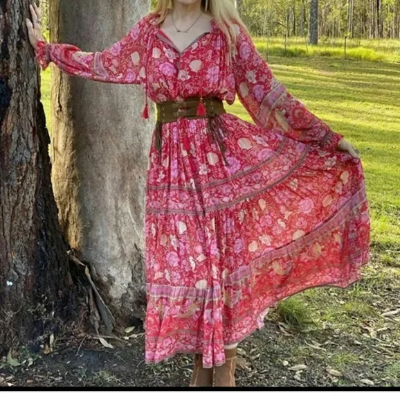 Spell Designs Exclusive Red Seashell Gown Maxi Dress M Free People Mermaid FP - Picture 7 of 16